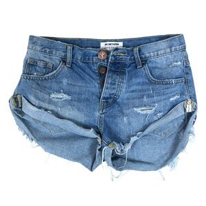 OneTeaspoon Bandits Distressed Denim Shorts Sz 24 Cutoff Grunge Y2K